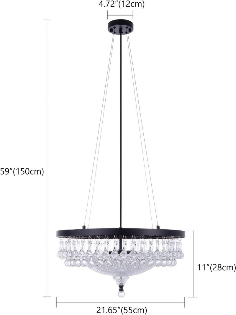 Black Crystal Chandelier 4-Light Droplet