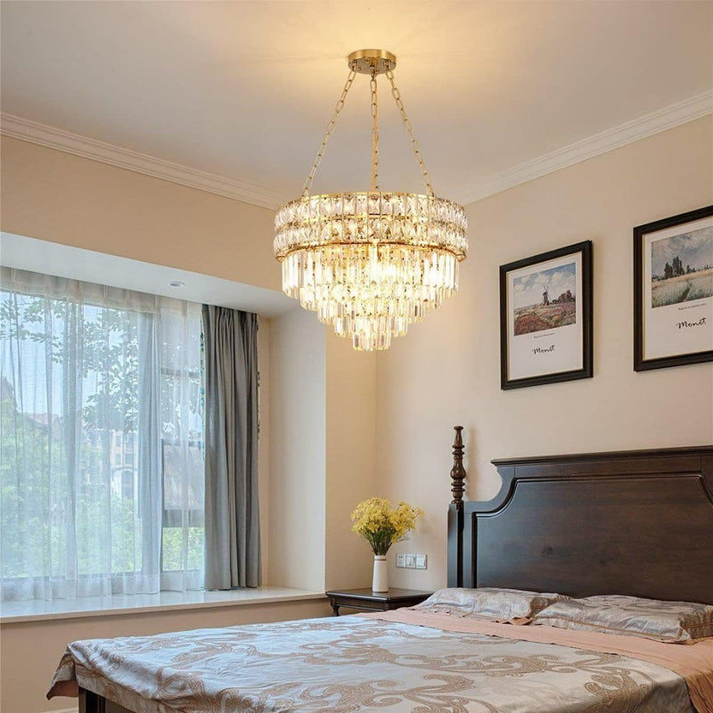 Modern Crystal Chandelier Light Gold Finish 55cm dia