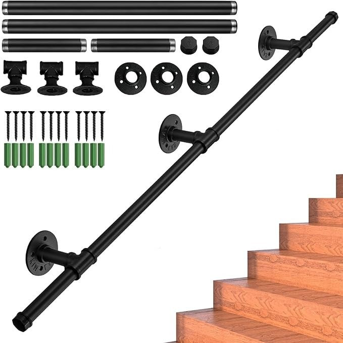 Rail for Stairs Magtctyae 1.5M / 5FT Black Handrail for Stairs Wall Mounted