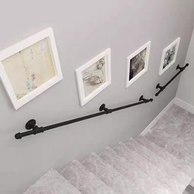 Rail for Stairs Magtctyae 1.5M / 5FT Black Handrail for Stairs Wall Mounted