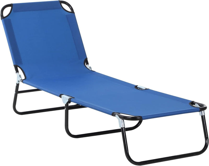 Foldable Sun Lounger with 5-Position Adjustable Backrest Blue