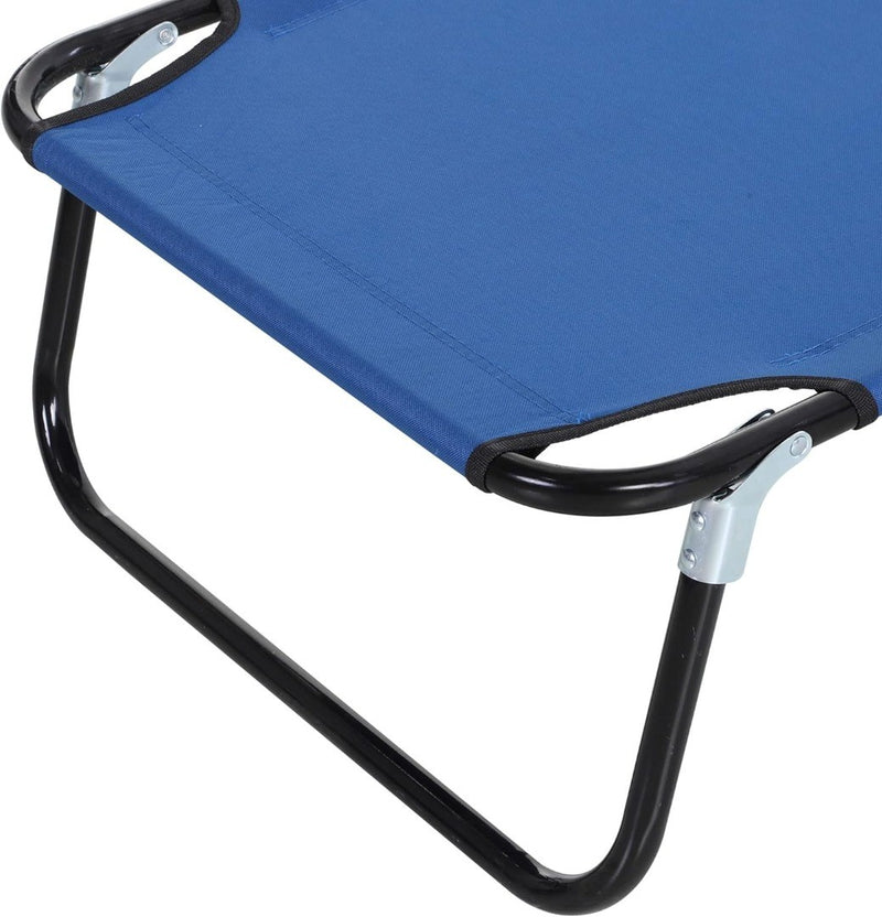 Foldable Sun Lounger with 5-Position Adjustable Backrest Blue