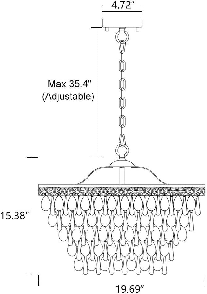 Wellmet Crystal Chandeliers, Hanging Antique Bronze 6 Lights 5 Tiers K9 Crystal