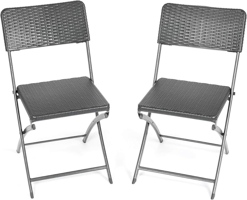 Folding Garden Chairs Set Of 2 Rattan Effect