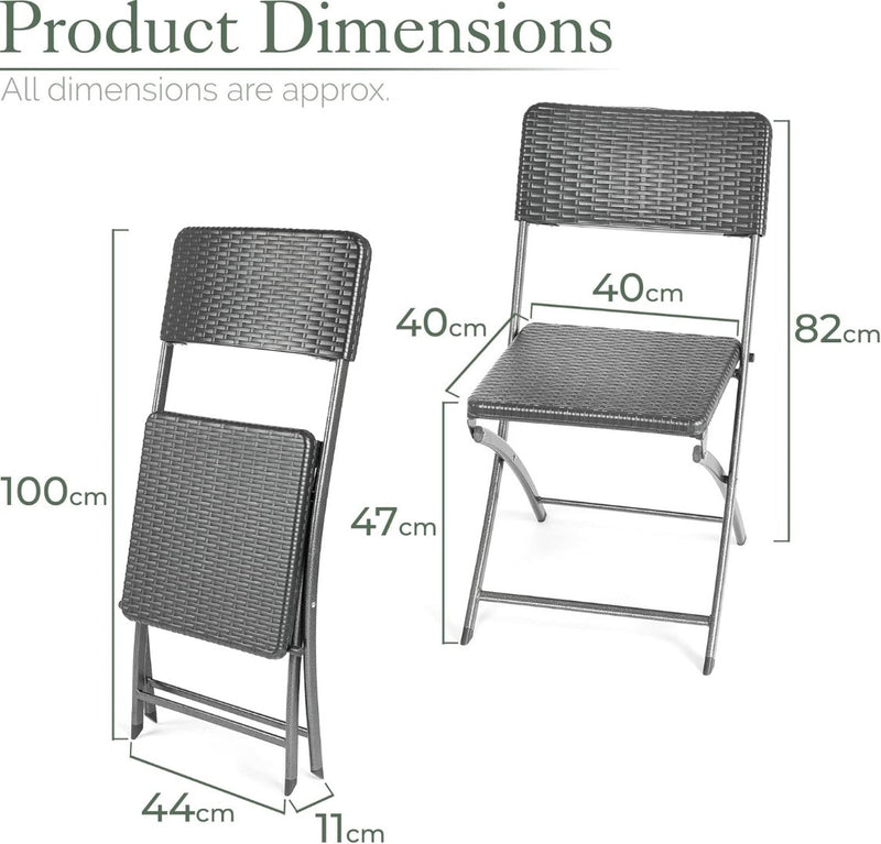 Folding Garden Chairs Set Of 2 Rattan Effect