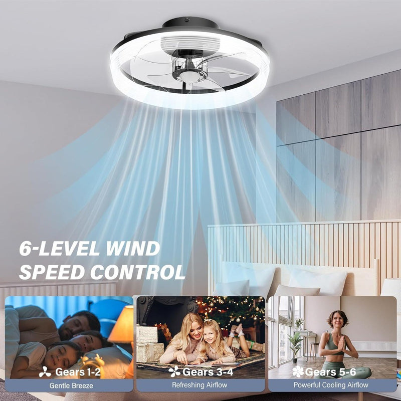 15.7'' Ceiling Fans with Lights, Remote Control & APP, 6-Speed Reversible Fan