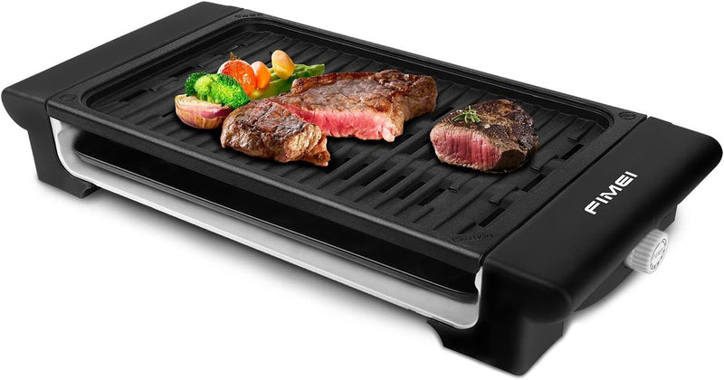 FIMEI Electric Grill 1400W, Non-Stick Electric Smokeless Barbecue Grill with 6 G