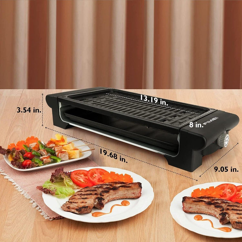 FIMEI Electric Grill 1400W, Non-Stick Electric Smokeless Barbecue Grill with 6 G