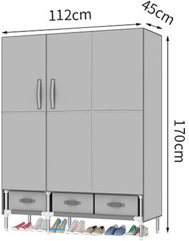 Open Wardrobe w/Steel Pipe Frame 3 Independent Boxes 112x45x170cm