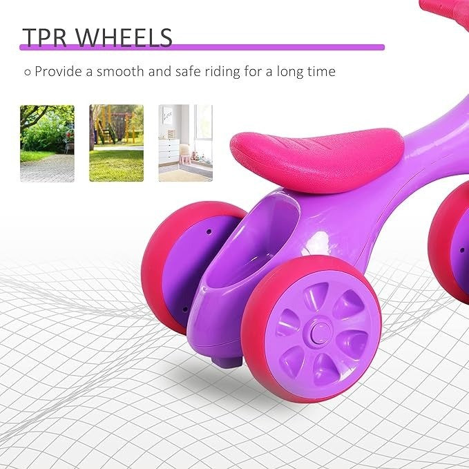 Baby Balance Bike Toddler Training Walker Smooth Rubber Wheels Ride on Toy Stora