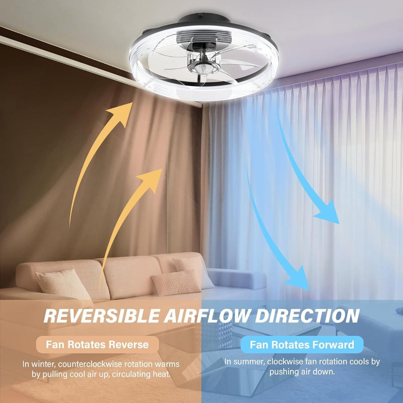 15.7'' Ceiling Fans with Lights, Remote Control & APP, 6-Speed Reversible Fan