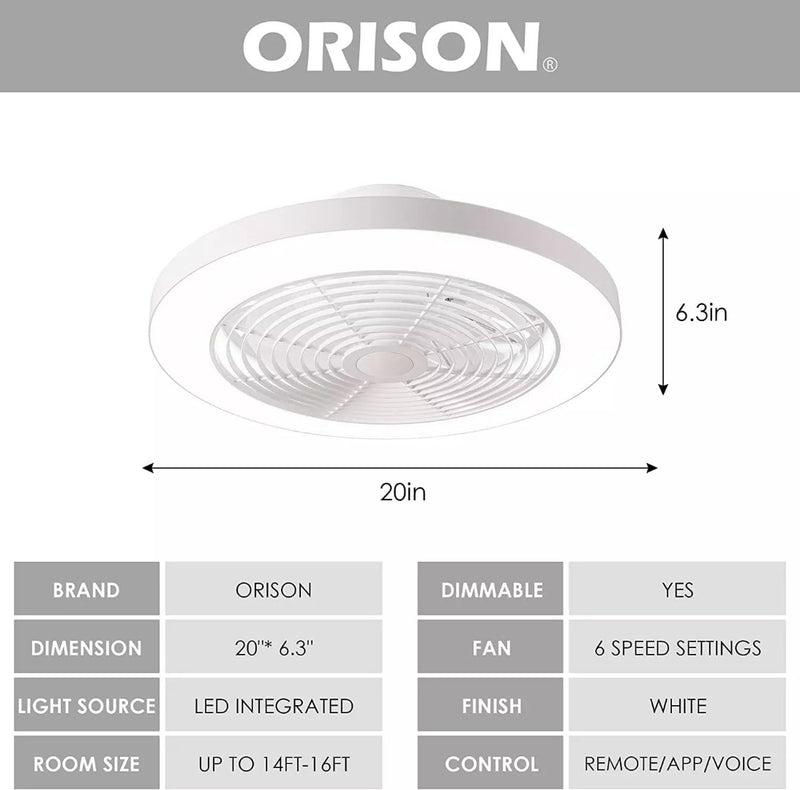 Orison Ceiling Fan White Cooling Air Circulation Remote light LED Electric House