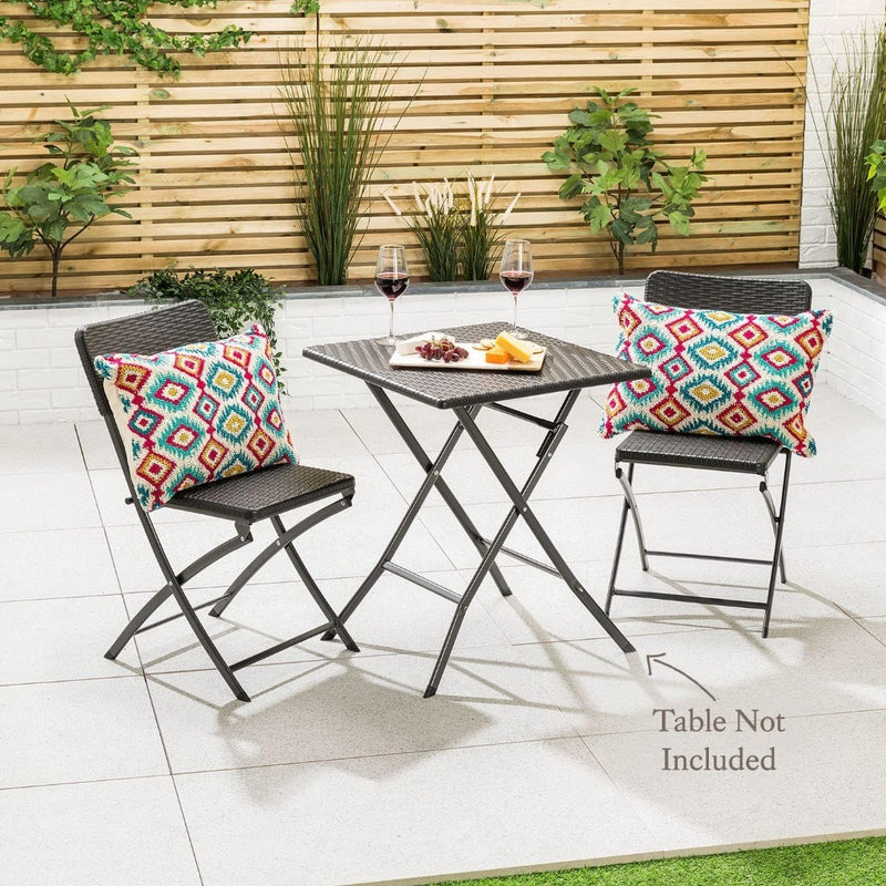 Folding Garden Chairs Set Of 2 Rattan Effect