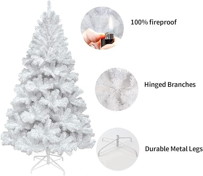 7ft White Christmas Tree 1600 Tips Artificial Tree with Metal Stand