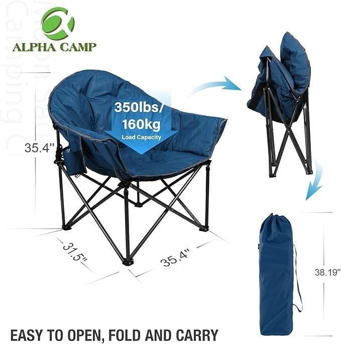 Camping Folding Moon Chair XXL Folding Chair for Adults Heavy Duty Camp Chair