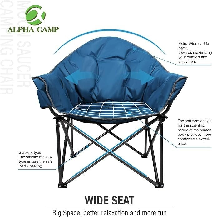 Camping Folding Moon Chair XXL Folding Chair for Adults Heavy Duty Camp Chair