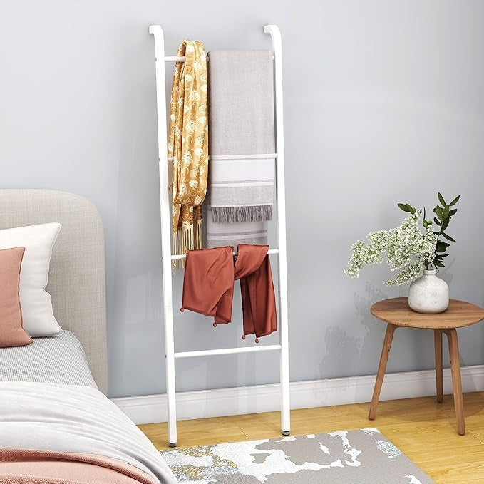 Towel Rail Freestanding, 4-Level Towel Holder Rack, Wall-Leaning Decorative