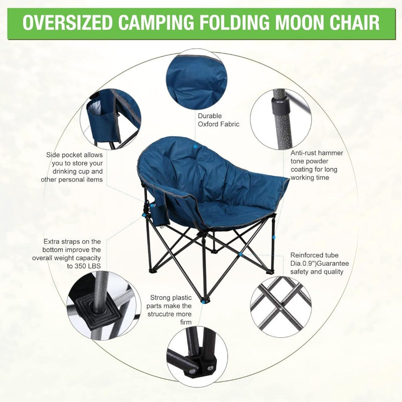 Camping Folding Moon Chair XXL Folding Chair for Adults Heavy Duty Camp Chair