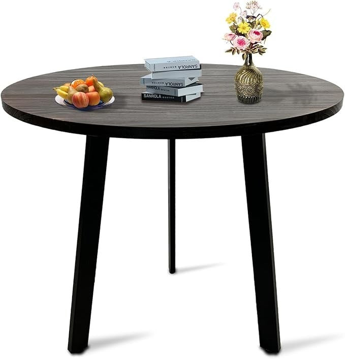 Round Dining Table for 2-4 People, Solid Pine Wood Kitchen Table 80cm, Circular