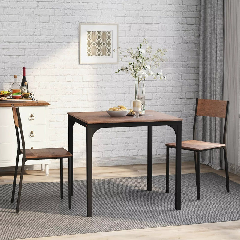 3PCS Dining Set Table and 2 Chairs Set Industrial