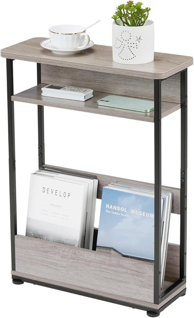 Narrow Side Table,3-Tier Slim End Table with Storage Shelf,Modern Sofa Table