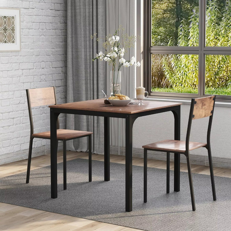 3PCS Dining Set Table and 2 Chairs Set Industrial