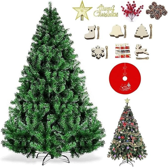 Artificial Christmas Tree, 6ft Holiday Xmas Tree 1250 Branch Tips, Easy Assembly