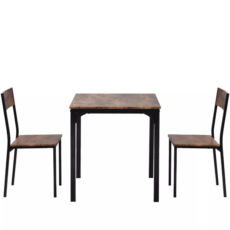 3PCS Dining Set Table and 2 Chairs Set Industrial