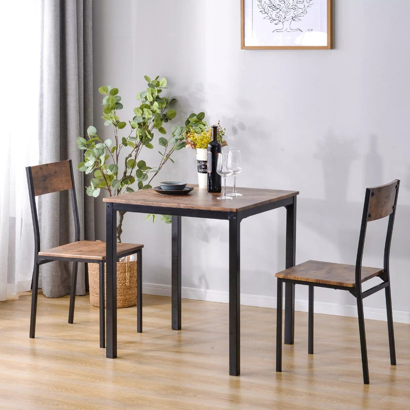 3PCS Dining Set Table and 2 Chairs Set Industrial