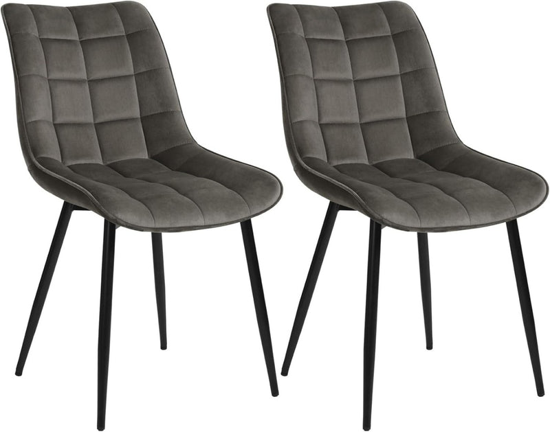 Dining Chairs Set of 2 Grey Velvet ‎85.5 cm