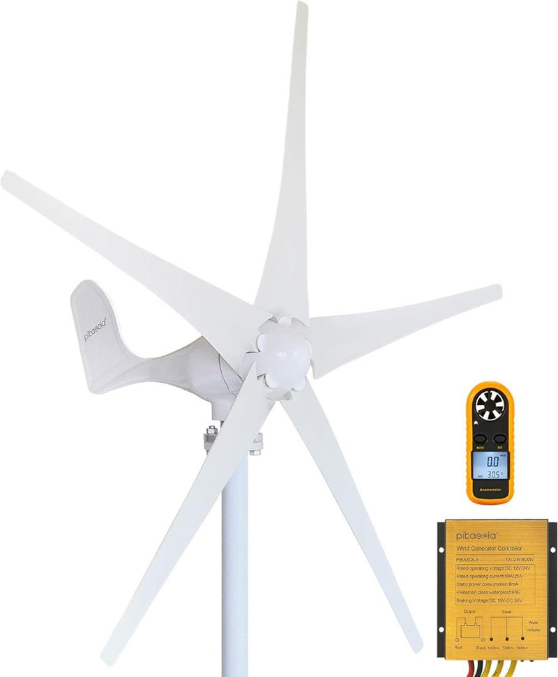 Pikasola Wind Turbine Generator Kit 400W 12V with 5 Blade, with Charge Control