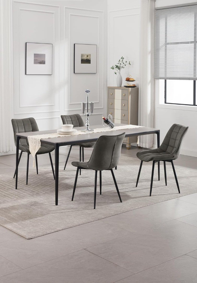 Dining Chairs Set of 2 Grey Velvet ‎85.5 cm