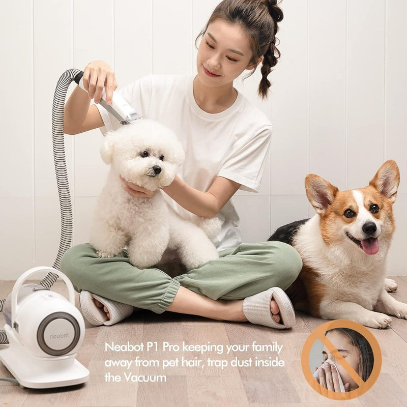 Neabot P1 Pro 13000PA Dog Grooming Vacuum Kit, Suction 99% Pet Hair, 52dB Silent