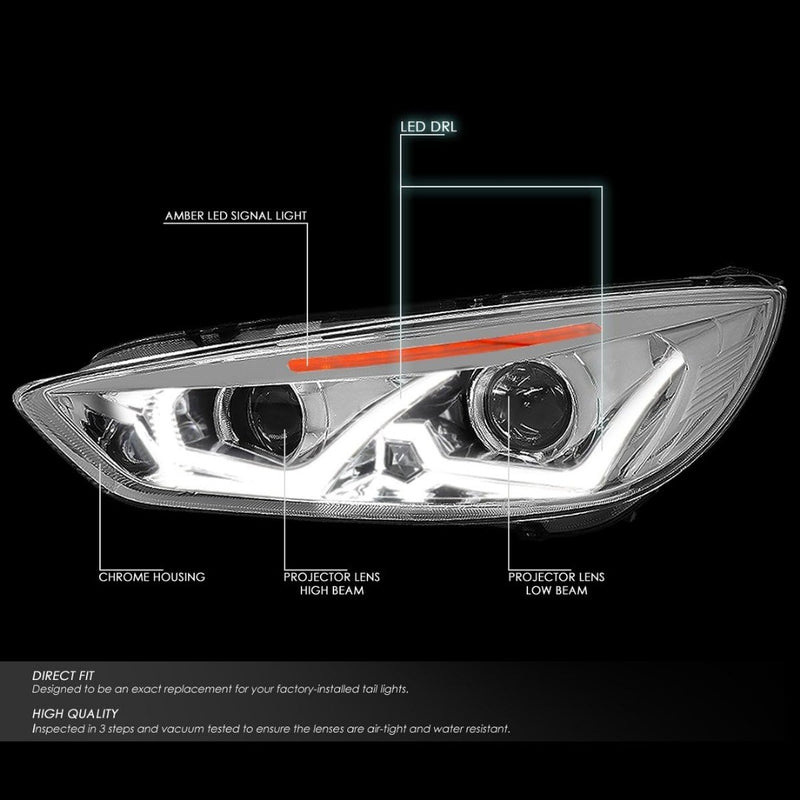 Ford Focus Dual Halo LED DRL Chrome Clear