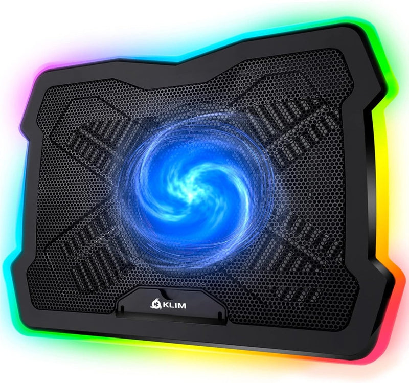 KLIM Ultimate + RGB Laptop Cooling Pad with LED Rim + Gaming Laptop Cooler + USB