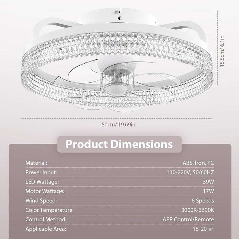 Ceiling Fan with Light, Remote, 6 Speeds