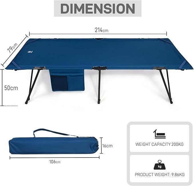 Camp Bed for Adults Folding Camp Beds with Side Pocket Heavy Duty Camp with bag