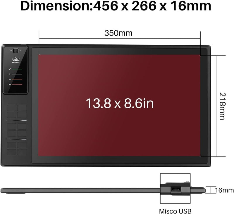 HUION Inspiroy WH1409 V2 Wireless Graphics Drawing Pen Tablet with 12 Express