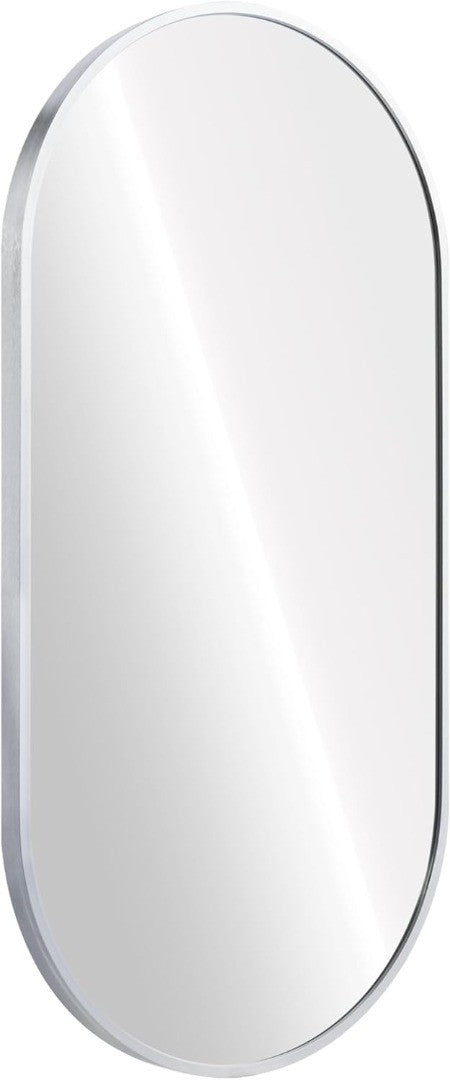 Oval Wall Mirror with Silver Rustproof Aluminium Frame 75x38x3cm