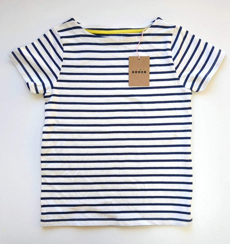 MINI BODEN Pack 2 Short Sleeve Breton Top Age 8-9 Yrs