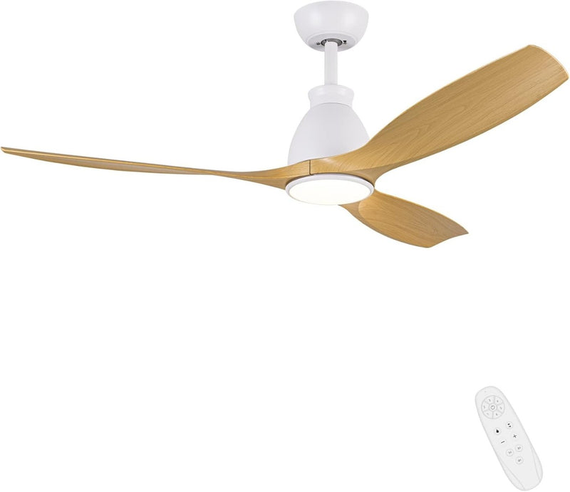 52" Wood Ceiling Fans with LED Lights Remote Control Quiet