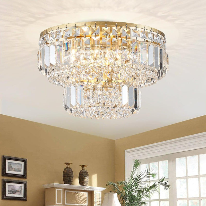 Modern Gold Crystal Flush Mount