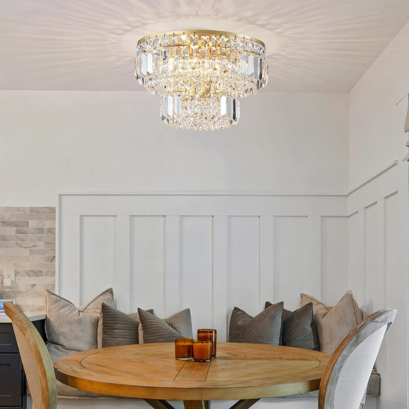 Modern Gold Crystal Flush Mount