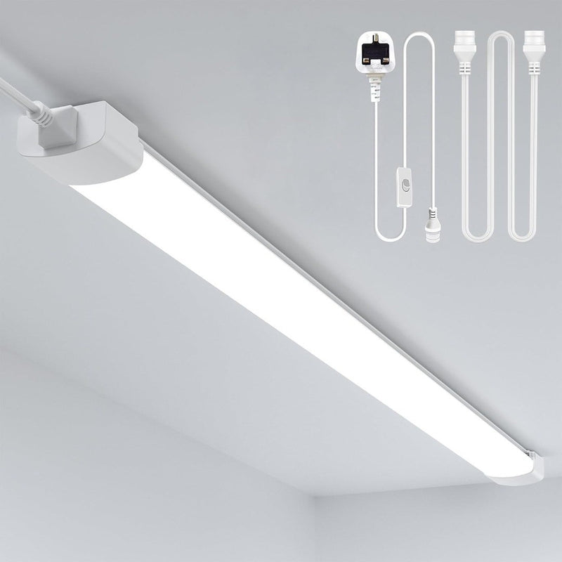 6000k Led Batten Ligh, 5FT 150CM 45W Plug in Wall Led Batten Light