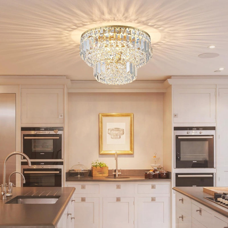 Modern Gold Crystal Flush Mount