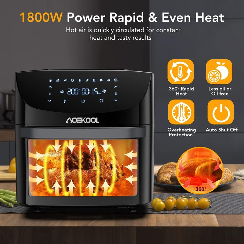 Air Fryer Oven Digital Acekool FT1 18L Large Oil Free Touch Screen 1800W Mini Ov