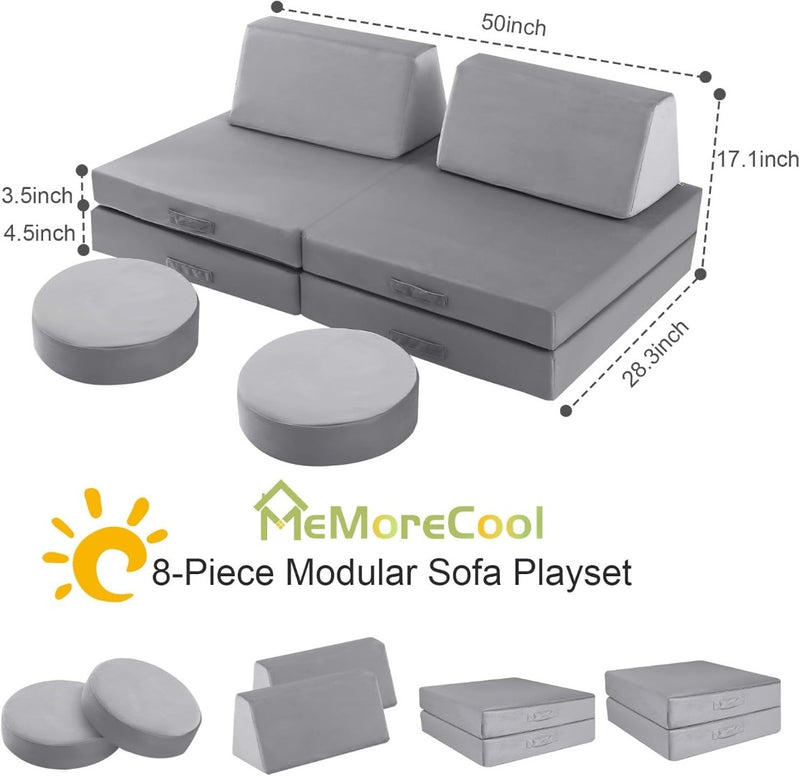 Kids Play Sofa Bed Convertible Fold Out Couch Grey