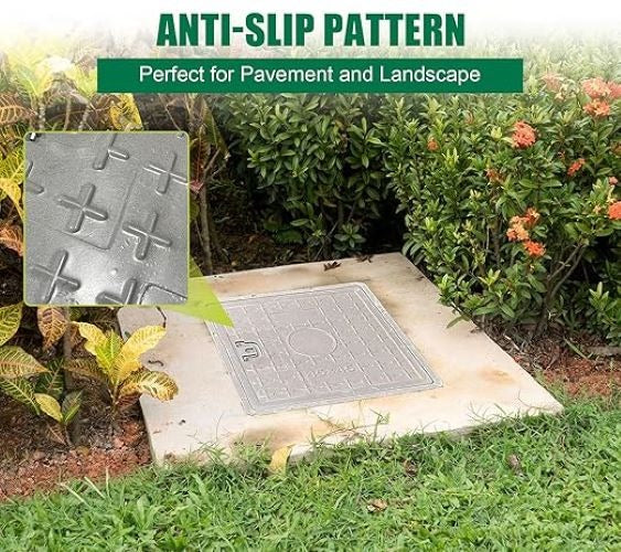 Manhole Cover and Frame Fiberglass - 450x450mm Square Septic Tank Lid Access