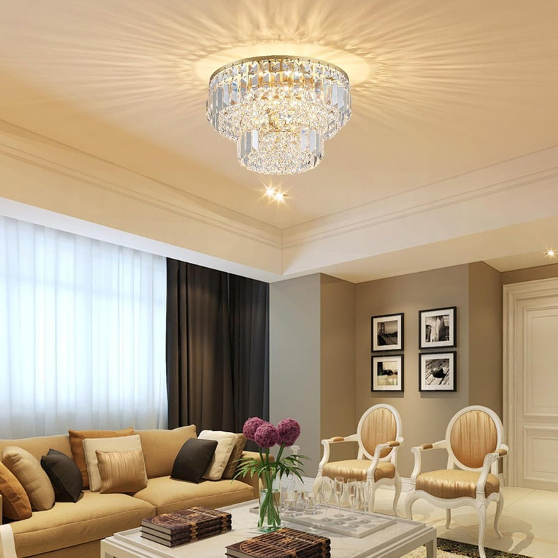 Modern Gold Crystal Flush Mount