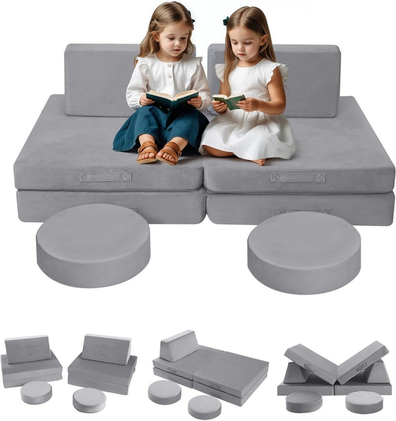 Kids Play Sofa Bed Convertible Fold Out Couch Grey